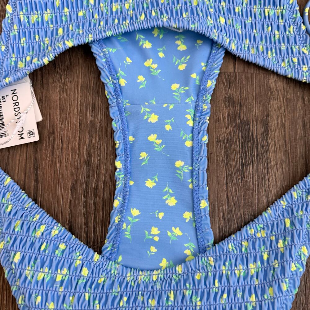 NEW Kulani Kinis Shirred Dipped Cheeky Bikini Bottom in Lemon Bloom Size Large - Picture 5 of 8